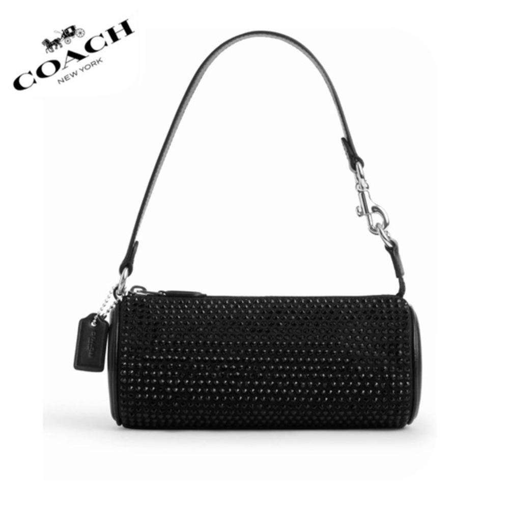 NWT COACH Nolita Barrel Bag Crystal Fabric/Metallic‎ Smooth Leather